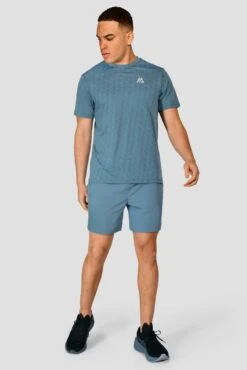 Crux Knit T-Shirt - Steel Blue -Sports Clothing Store CRUX KNIT TEE STEEL BLUE front