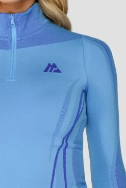 Contour Seamless 1/4 Zip - Powder Blue/Egyptian Blue -Sports Clothing Store ContourSeamless1 4Zip PowderBlue EgyptianBlue Close