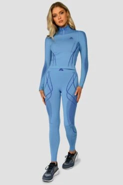 Contour Seamless 1/4 Zip - Powder Blue/Egyptian Blue -Sports Clothing Store ContourSeamless1 4Zip PowderBlue EgyptianBlue FullFront