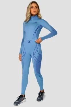 Contour Seamless Legging - Powder Blue/Egyptian Blue -Sports Clothing Store ContourSeamlessLegging PowderBlue EgyptianBlue FullFront