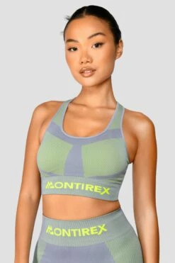 Energy 2.0 Seamless Bra Top - Cadet Grey/OG Neon