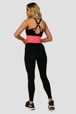 Icon Contrast Legging - Black/Neon Pink/Fiery Orange -Sports Clothing Store ICON CONTRAST LEGGING BLACK NEON PINK FIERY ORANGE full back