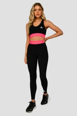 Icon Contrast Legging - Black/Neon Pink/Fiery Orange -Sports Clothing Store ICON CONTRAST LEGGING BLACK NEON PINK FIERY ORANGE full front