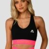 Icon Contrast Sports Bra - Black/Neon Pink/Fiery Orange