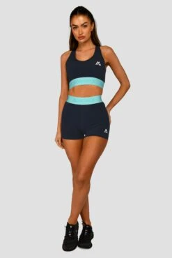 Icon Contrast Sports Bra - Midnight Blue/Arctic Blue/Neon Sky -Sports Clothing Store ICONCONTRASTSPORTSBRA NEONSKY MIDNIGHTBLUE FULLFRONT