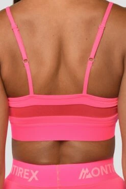 Icon Strappy Bra - Neon Pink -Sports Clothing Store Icon Strappy Top Neon Pink Back Detail