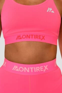 Icon Strappy Bra - Neon Pink -Sports Clothing Store Icon Strappy Top Neon Pink Close