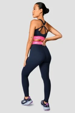 Icon Contrast Bra Top - Midnight Blue/Neon Pink/Capri -Sports Clothing Store IconContrastBraTop MidnightBlue NeonPink Capri back