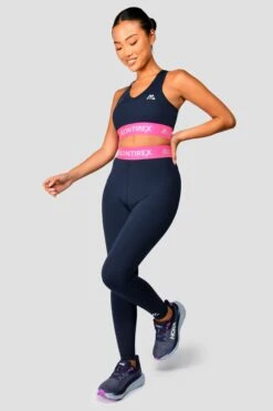Icon Contrast Bra Top - Midnight Blue/Neon Pink/Capri -Sports Clothing Store IconContrastBraTop MidnightBlue NeonPink Capri front