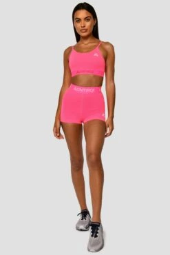 Icon Strappy Bra - Neon Pink -Sports Clothing Store IconStrappyTop NeonPink FullFront