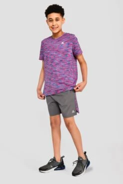 Junior Trail 2.0 T-Shirt - Navy/Pink 7 Junior Trail 2.0 T-Shirt - Navy/Pink -Sports Clothing Store JN TRAIL 2.0 TEE MIDNIGHT BLUE NEON BLUE NEON SKY SHOCKING PINK MAGENTA front