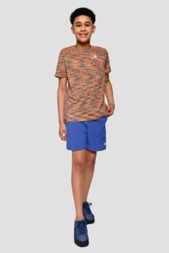 Junior Trail 2.0 T-Shirt - Neon Blue/Lime/Orange -Sports Clothing Store JN TRAIL 2.0 TEE SAFETY ORANGE LIME FROST COBALT SPACE BLUE front