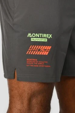MTX Run Vital Short - Cement Grey/Jet Grey -Sports Clothing Store MTX RUN VITAL SHORT JET GREY logo detail