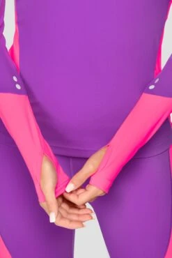 Power Panelled 1/4 Zip - Electric Purple/Pink -Sports Clothing Store POWERPANELLED1 4ZIP ElectricPurple Pink sleevedetail