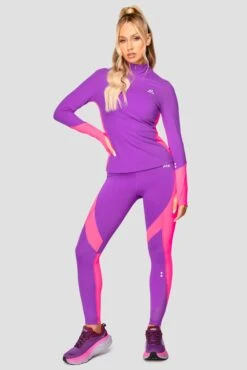 Power Panelled Legging - Electric Purple/Pink -Sports Clothing Store POWERPANELLEDLEGGING ElectricPurple Pink fullfront