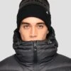 Peak Pom Beanie Hat - Black/Jet Grey