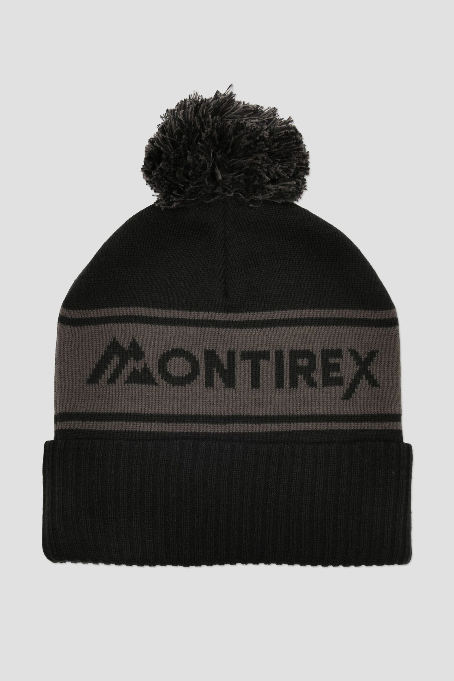 Peak Pom Beanie Hat - Black/Jet Grey 3 Peak Pom Beanie Hat - Black/Jet Grey - Image 3