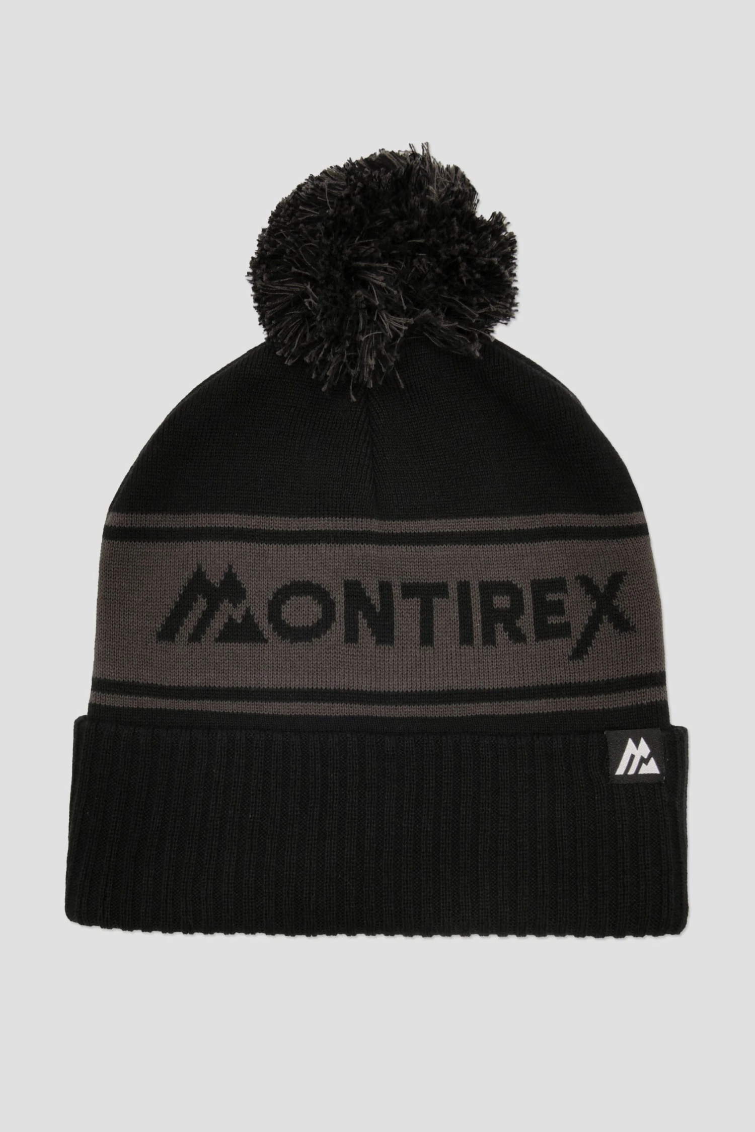 Peak Pom Beanie Hat - Black/Jet Grey 2 Peak Pom Beanie Hat - Black/Jet Grey - Image 2
