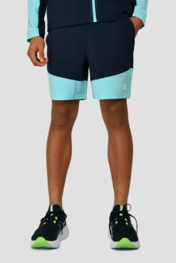 Junior Rush Running Short - Neon Sky/Midnight Blue -Sports Clothing Store RUSH RUNNING SHORT NEON SKY MIDNIGHT BLUE front
