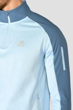 Summit Poly 1/4 Zip - Moonstone Marl/Steel Blue 11 Summit Poly 1/4 Zip - Moonstone Marl/Steel Blue -Sports Clothing Store SUMMIT POLY 1 4 ZIP MOONSTONE MARL STEEL BLUE close