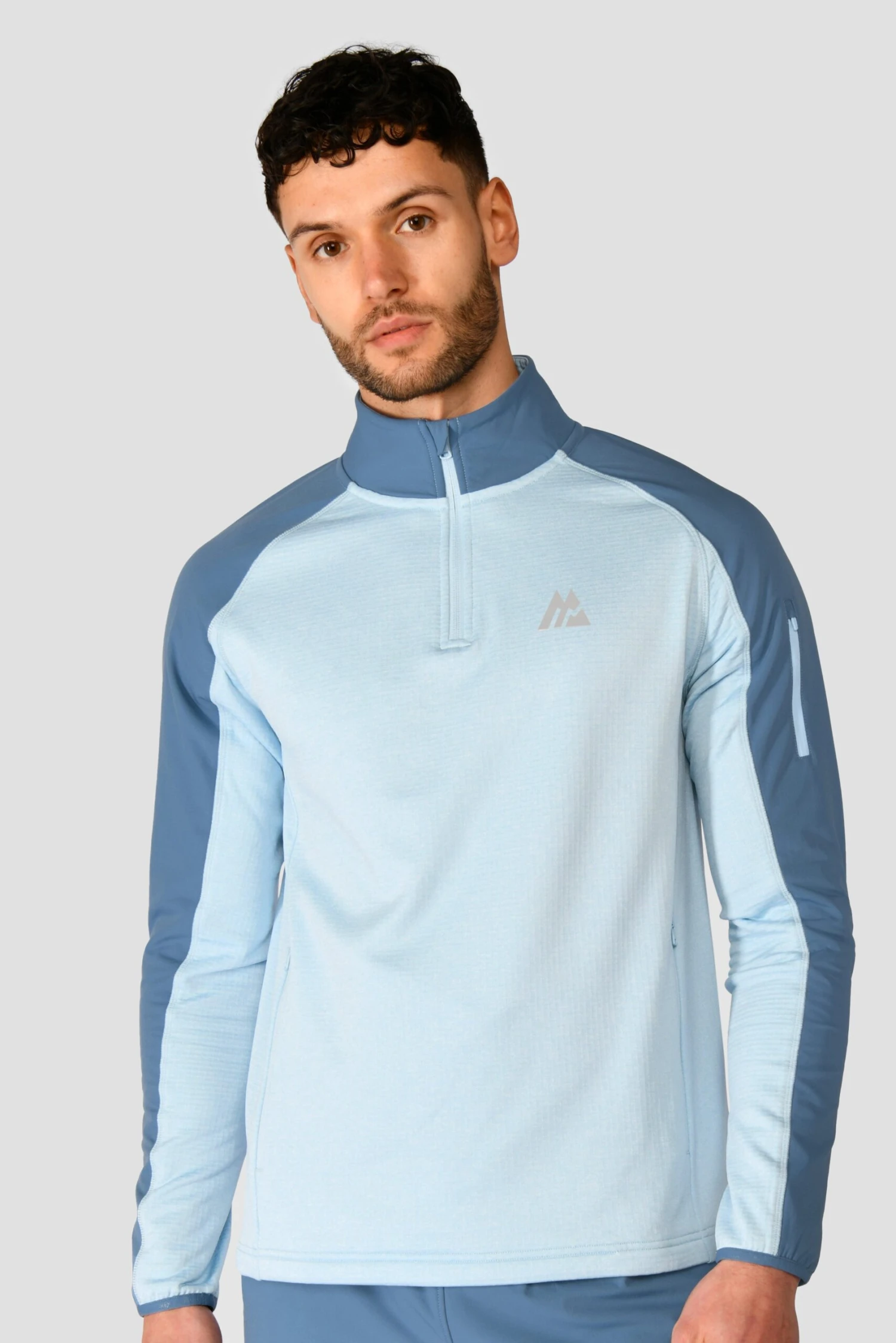 Summit Poly 1/4 Zip - Moonstone Marl/Steel Blue 1 Summit Poly 1/4 Zip - Moonstone Marl/Steel Blue
