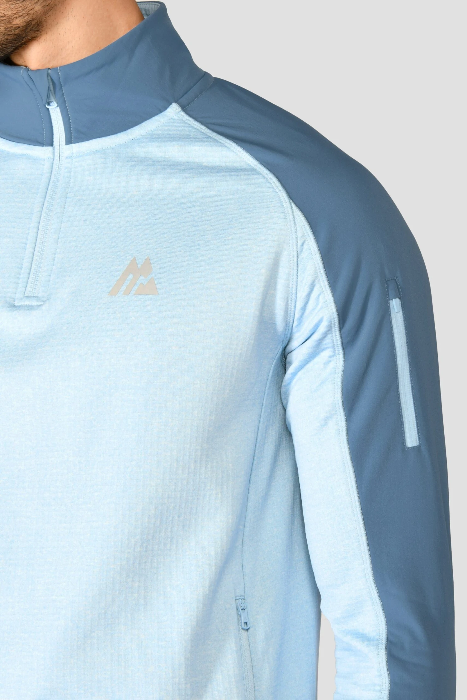 Summit Poly 1/4 Zip - Moonstone Marl/Steel Blue 6 Summit Poly 1/4 Zip - Moonstone Marl/Steel Blue - Image 6