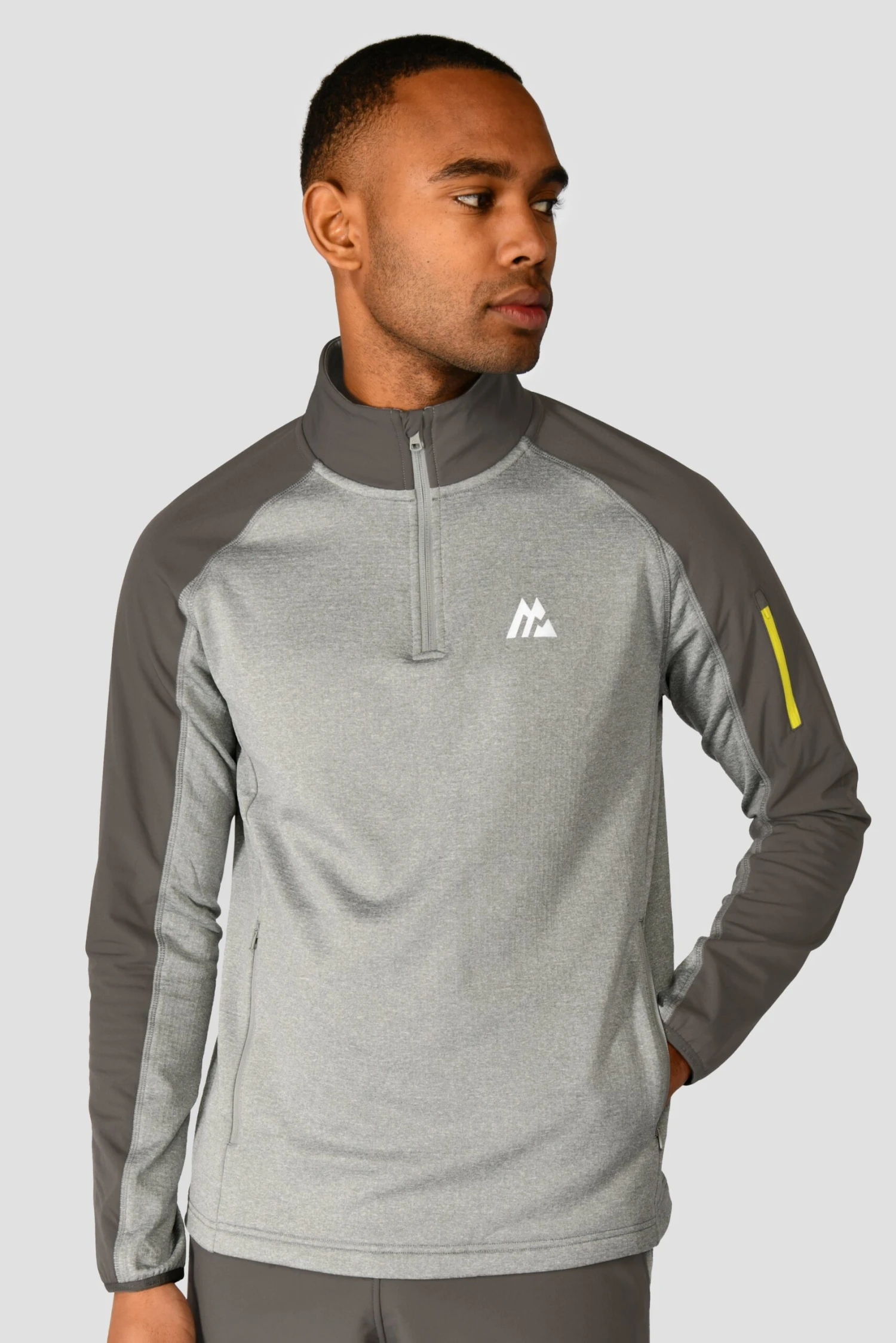 Summit Poly 1/4 Zip - Platinum Grey Marl/Cement Grey 1 Summit Poly 1/4 Zip - Platinum Grey Marl/Cement Grey