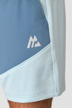 Summit Poly Short - Moonstone Marl/Steel Blue 13 Summit Poly Short - Moonstone Marl/Steel Blue -Sports Clothing Store SUMMIT POLY SHORT MOONSTONE MARL STEEL BLUE close detail