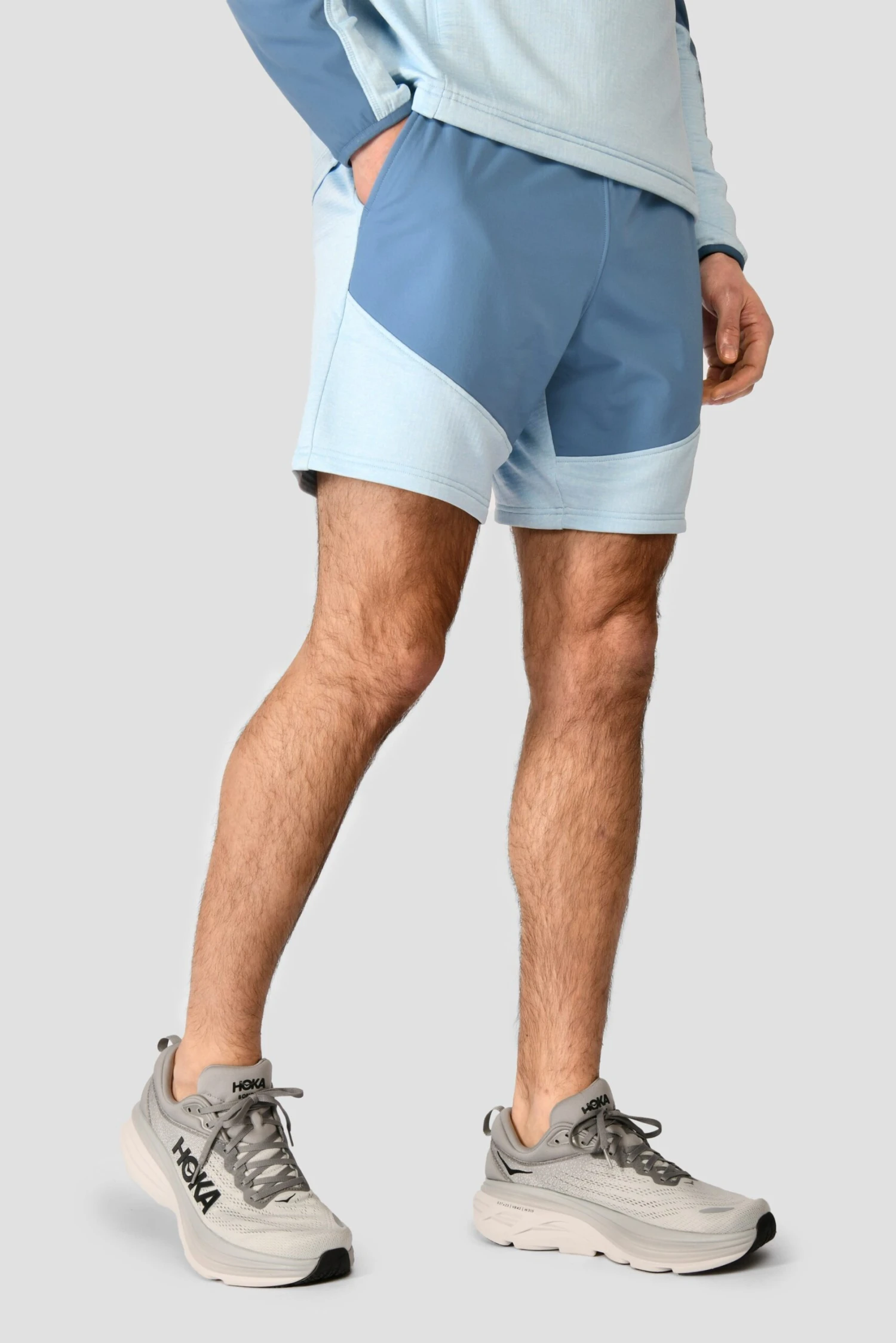 Summit Poly Short - Moonstone Marl/Steel Blue 2 Summit Poly Short - Moonstone Marl/Steel Blue - Image 2