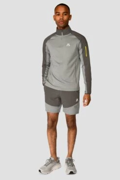 Summit Poly Short - Platinum Grey Marl/Cement Grey -Sports Clothing Store SUMMIT POLY SHORT PLATINUM GREY MARL CEMENT GREY full front