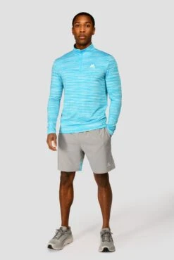 Trail 2.0 1/4 Zip - Neon Blue/White -Sports Clothing Store TRAIL 1 4 ZIP BLUEFISH ATOMIC BLUE WHITE front