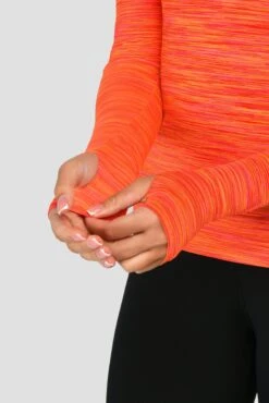 Women's Trail 2.0 1/4 Zip - Neon Pink/Orange/Red Multi -Sports Clothing Store TRAIL 2.0 1 4 ZIP MAGENTA LAVA SAFETY ORANGE EMBER sleeve detail