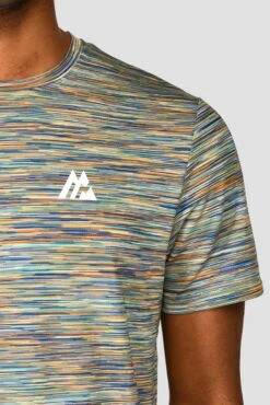 Trail 2.0 T-Shirt - Green/Blue Multi -Sports Clothing Store TRAIL 2.0 TEE MOUNTAIN MEADOW AZURE BLUE WHITE COPPER logo