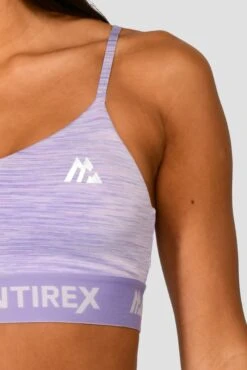 Trail Icon Bra Top - Lilac Multi -Sports Clothing Store TRAIL ICON BRA TOP LILAC BLOOM MAGNOLIA PEARLY HEATHER AMETHYST logo detail