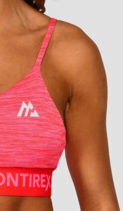 Trail Icon Bra Top- Neon Pink/Red -Sports Clothing Store TRAIL ICON BRA TOP NEON PINK MAGENTA PINK PUNCH SHOCKING PINK FIESTA RED LOGO DETAIL