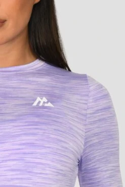 Trail Icon Long Sleeve Crop Top - Lilac Multi -Sports Clothing Store TRAIL ICON LS CROP LILAC BLOOM MAGNOLIA PEARLY HEATHER AMETHYST logo detail