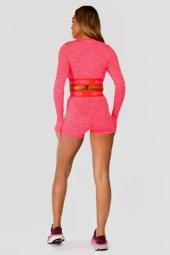 Trail Icon Long Sleeve Crop - Neon Pink/Red -Sports Clothing Store TRAIL ICON LS CROP NEON PINK MAGENTA PINK PUNCH SHOCKING PINK FIESTA RED back