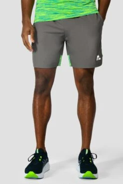 Trail Panel 2.0 Short - Grey/OG Neon/Green -Sports Clothing Store TRAIL PANEL 2.0 SHORT CEMENT GREY OG NEON PERSIAN GREEN NEON BLUE front