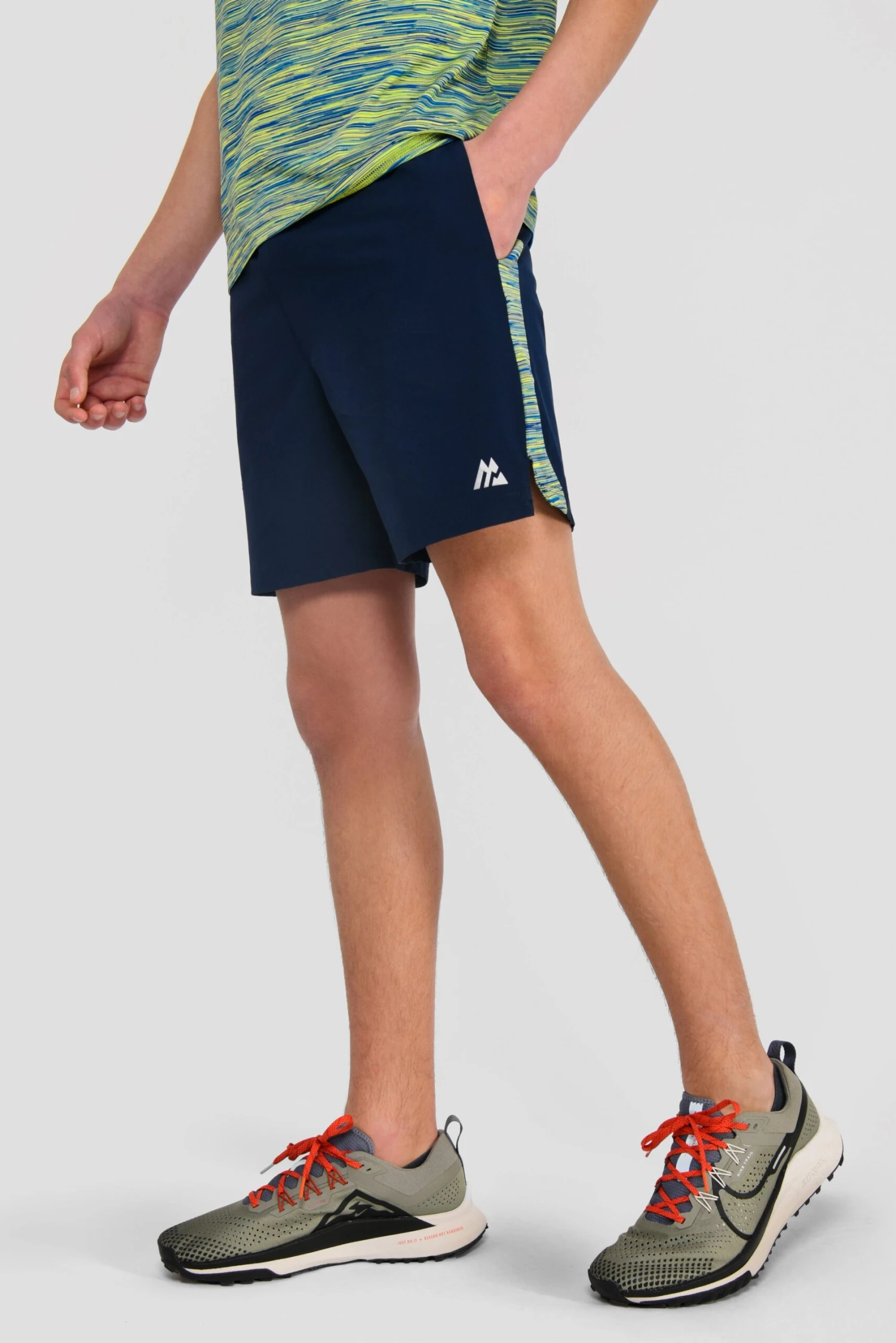 Junior Trail Panel Short - Navy/Neon Blue/Lime 1 Junior Trail Panel Short - Navy/Neon Blue/Lime