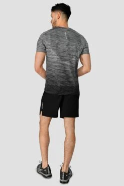 Trail Seamless T-Shirt - Black/Grey Multi -Sports Clothing Store TRAIL SEAMLESS TEE BLACK WHITE CEMENT GREY full back