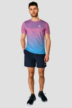 Trail Seamless T-Shirt - Pink/Blue 8 Trail Seamless T-Shirt - Pink/Blue -Sports Clothing Store TRAIL SEAMLESS TEE HIBISCUS MAYA BLUE front
