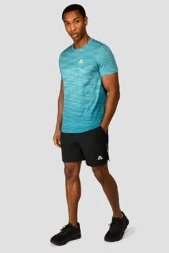Trail Seamless T-Shirt - Neon Blue/Maya Blue -Sports Clothing Store TRAIL SEAMLESS TEE NEON BLUE MAYA BLUE front.jpg2