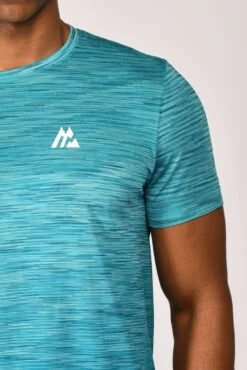 Trail Seamless T-Shirt - Neon Blue/Maya Blue -Sports Clothing Store TRAIL SEAMLESS TEE NEON BLUE MAYA BLUE logo detail