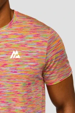 Trail 2.0 T-Shirt - Blue/Pink Multi -Sports Clothing Store TRAIL TEE ARCTIC BLUE NEON BLUE PINK MAGNET OG NEON logo detail