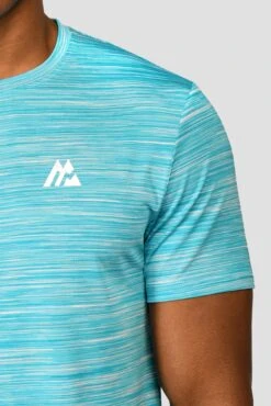 Trail 2.0 T-Shirt - Neon Blue/White -Sports Clothing Store TRAILTEE NEON SKY MAYA BLUE WHITE LOGO DETAIL