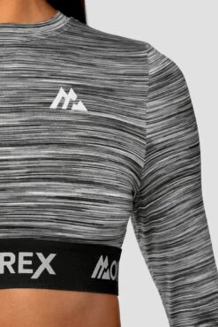 Trail Icon Long Sleeve Crop - Black/Grey Multi -Sports Clothing Store Trail Icon LS Crop GREY BLACK WHITE Close logo