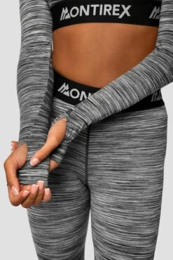 Trail Icon Long Sleeve Crop - Black/Grey Multi -Sports Clothing Store Trail Icon LS Crop GREY BLACK WHITE Sleeve detail