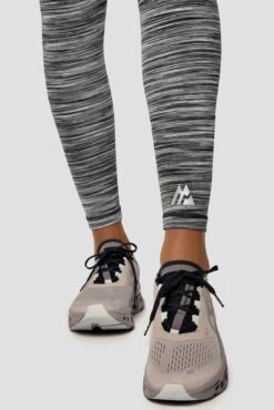 Trail Icon Legging - Black/Grey Multi -Sports Clothing Store Trail Icon Legging GREY BLACK WHITE Logo detail